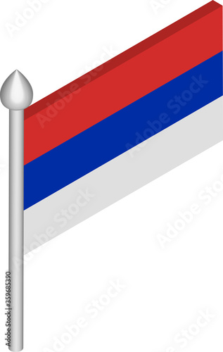 Vector Isometric Illustration of Flagpole with Republika Srpska Flag