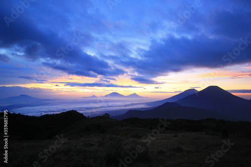 SUNRISE IN THE TOP OF PRAU MOUNTAIN, WONOSOBO, INDONESIA