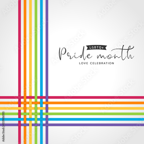 LGBTQ pride month banner with abstract Colorful line cross Weave style on white background vector design