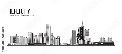 Cityscape Building Abstract Simple shape and modern style art Vector design -  Hefei city © ananaline