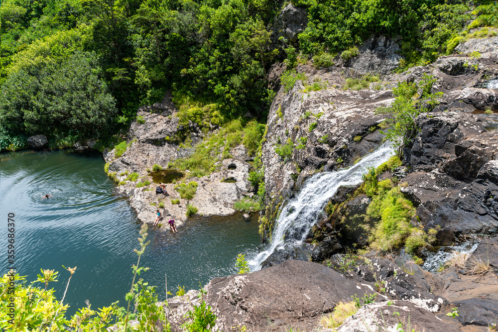 Natural sight of the island of Mauritius - several levels of falls.