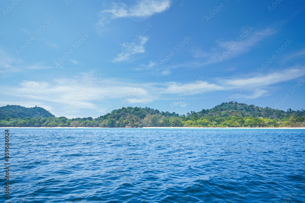 seascape with deep blue ocean and island of thailand