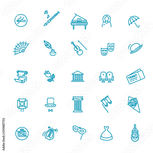 Theater linear icons. Theatre collection of isolated symbols - Vector