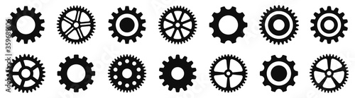 Gear wheel set. Simple Gear wheels collection. Gear icons. Vector photo