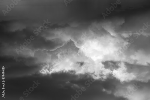 cloudscape with moody and fluffy clouds