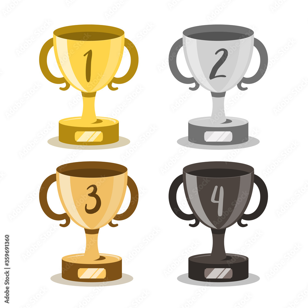 Vector Cups for Competition Winners. First, Second, Third and Fourth ...