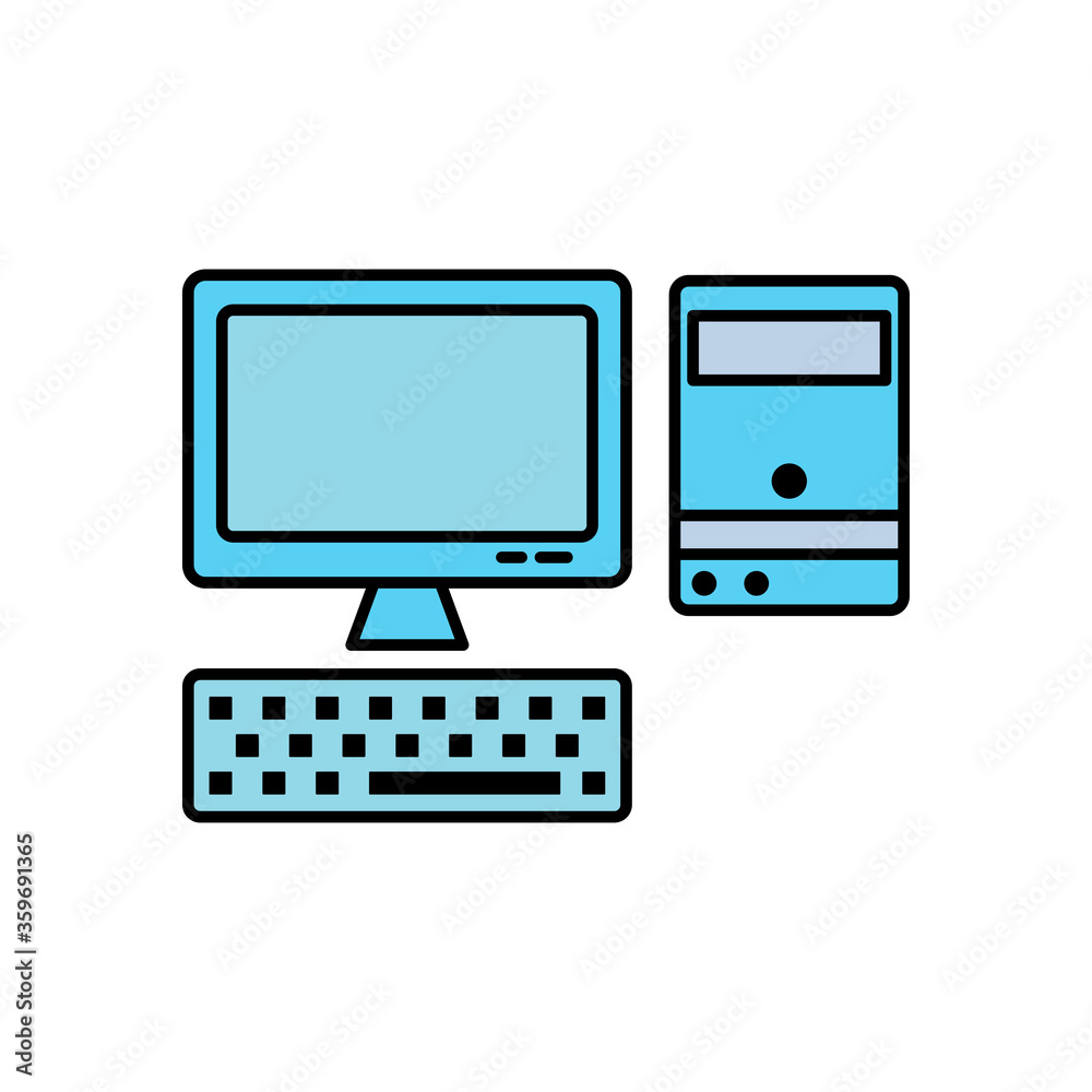 Personal computer, flat icon. Design vector illustration Personal computer, flat icon. Design vector illustration