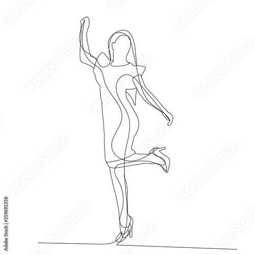 continuous line drawing of a girl jumping, sketch