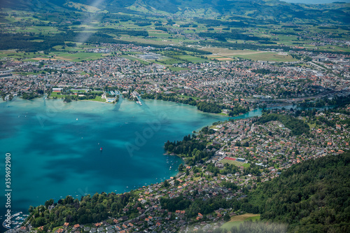 Thun and Lake Thun seen from the Helicopter