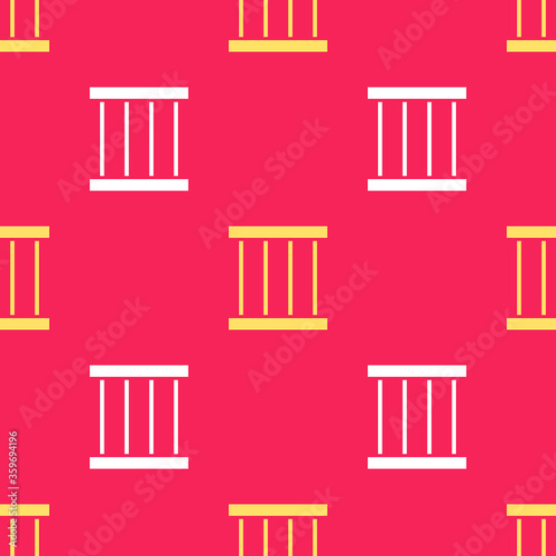 Yellow Prison window icon isolated seamless pattern on red background. Vector Illustration.