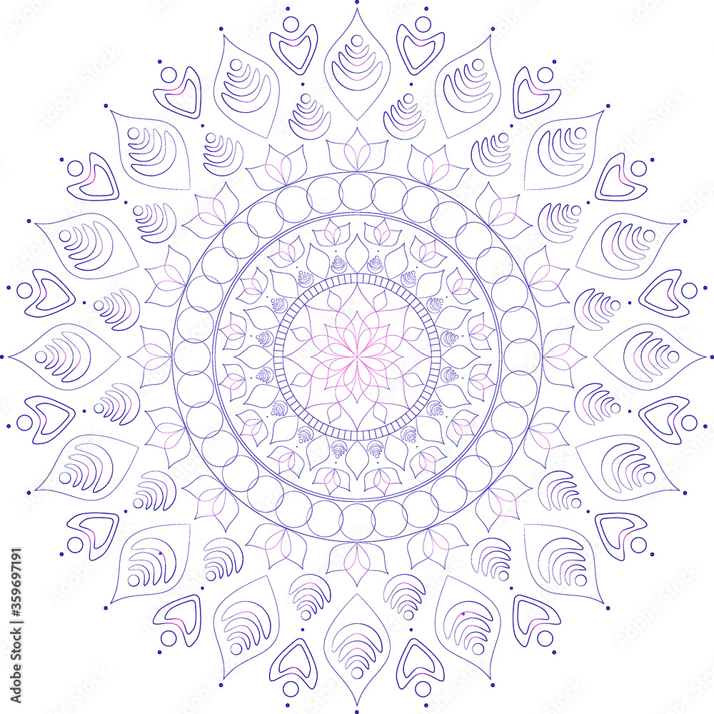 colored mandala. vector. boho style. gradient