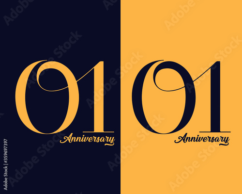 1st, first anniversary number, vector.