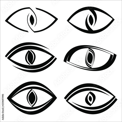 Collection of graphic eyes. Linear eye icons