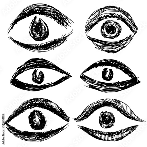 set of grungy eye signs