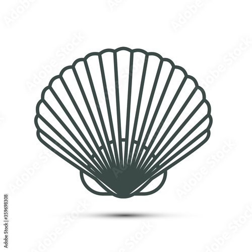 Shell Vector Icon. Seashell Outline Symbol Isolated.