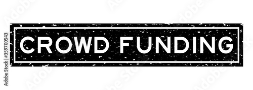 Grunge black crowd funding word square rubber seal stamp on white background
