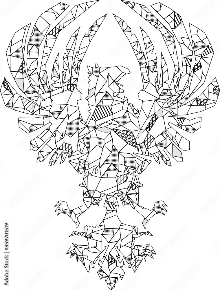 heraldic polygonal eagle tattoo in vector format