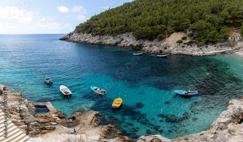 Fototapeta Naklejka Na Ścianę i Meble -  fishing boats in the bay of Sutmiljhoska on island Mljet, Croatia