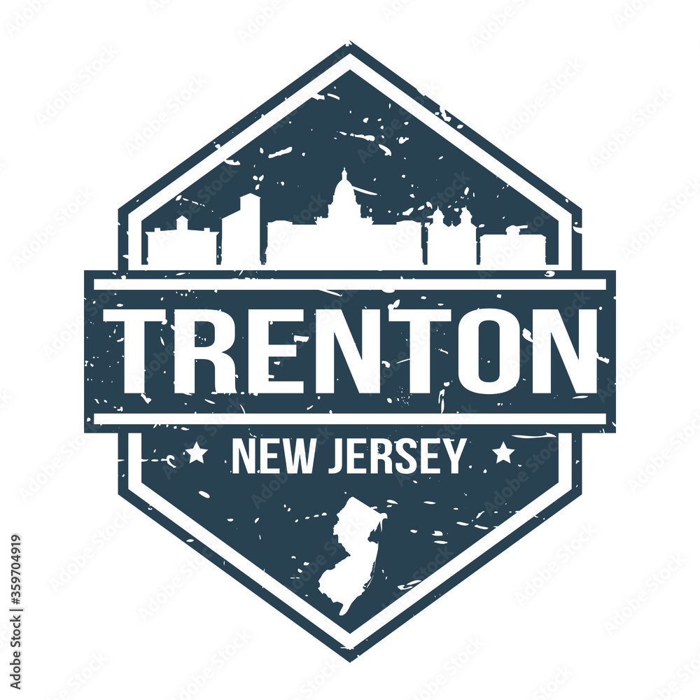 Trenton New Jersey Travel Stamp Icon Skyline City Design Tourism