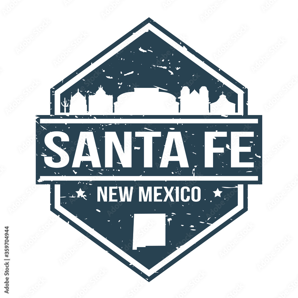 Obraz premium Santa Fe New Mexico Travel Stamp Icon Skyline City Design Tourism