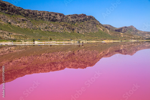 Beautiful pink Salt Lake of Shiraz, Iran.