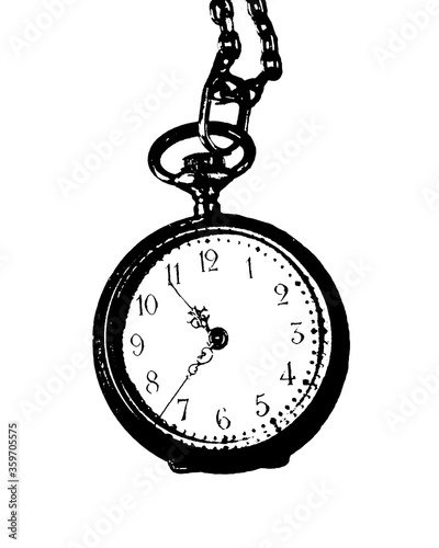 Isolated Antique Watch Black and White Graphic