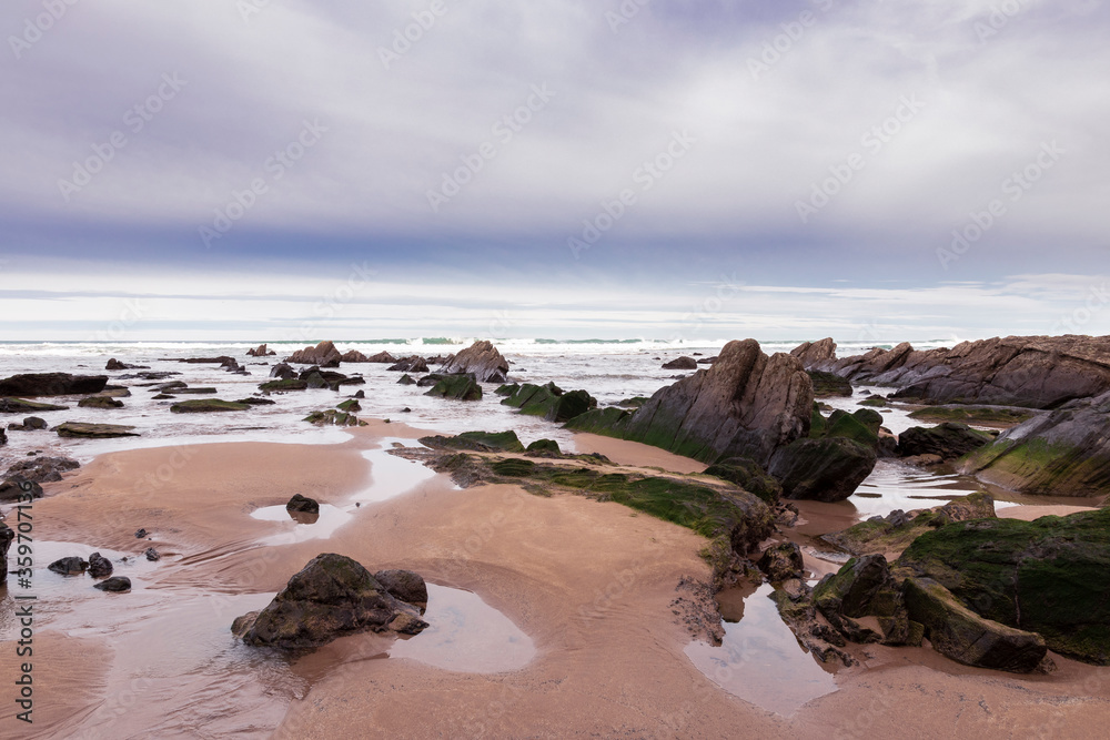 rocky beach in the basque country