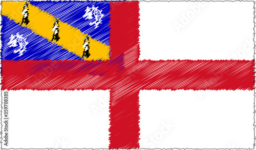 Vector Illustration of Sketch Style Herm Flag