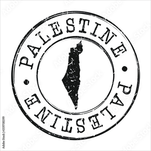 Palestine Map Postmark. Silhouette Postal Passport. Stamp Round Vector Icon. Vintage Postage Design.
