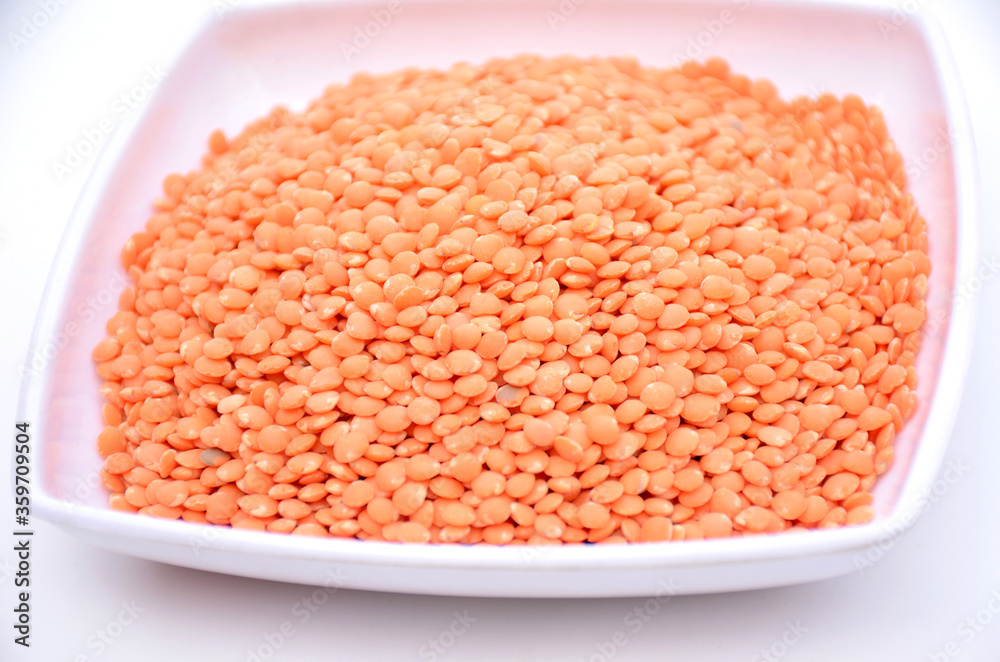 red lentils in a white bowl