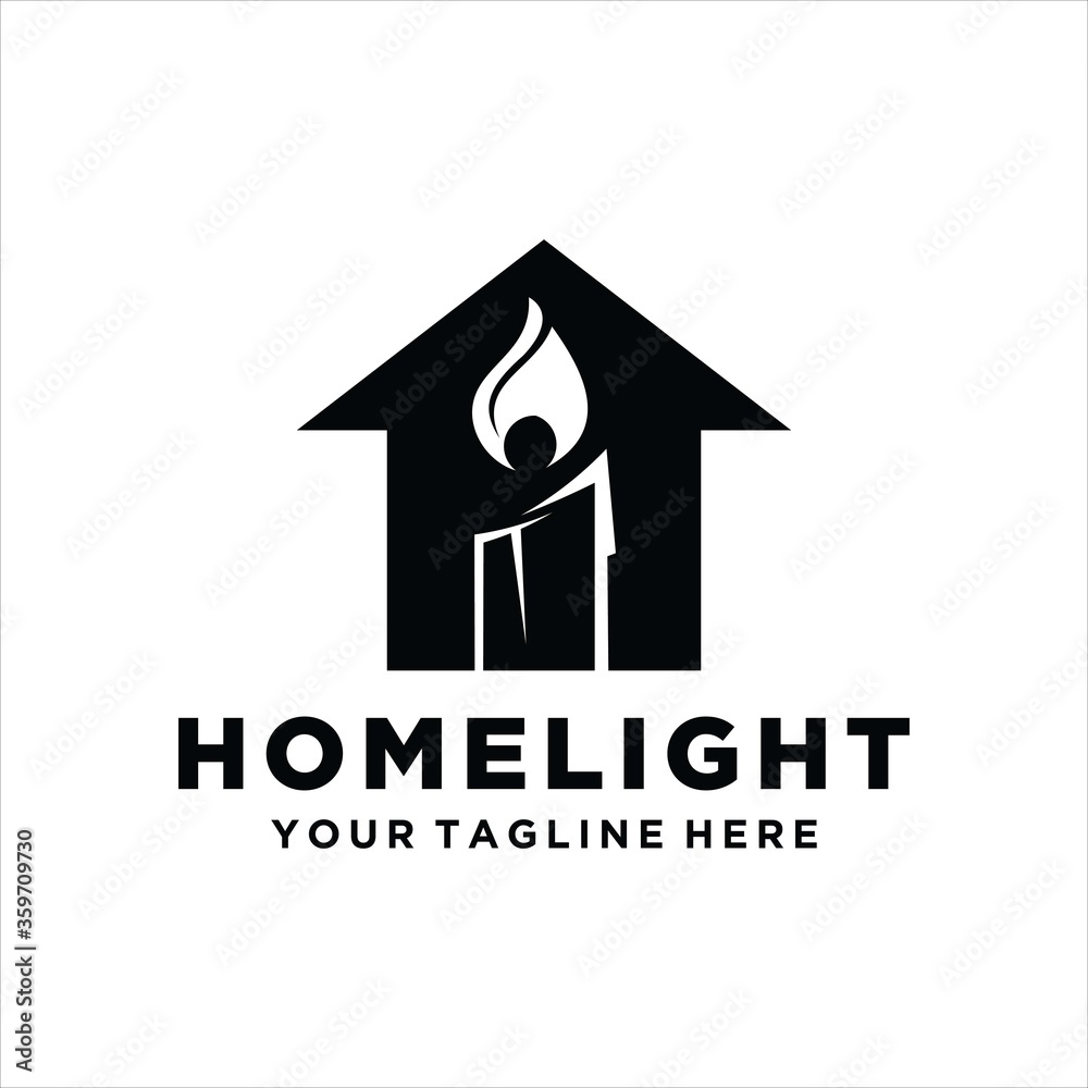 home candle logo vector design. vector illustration design