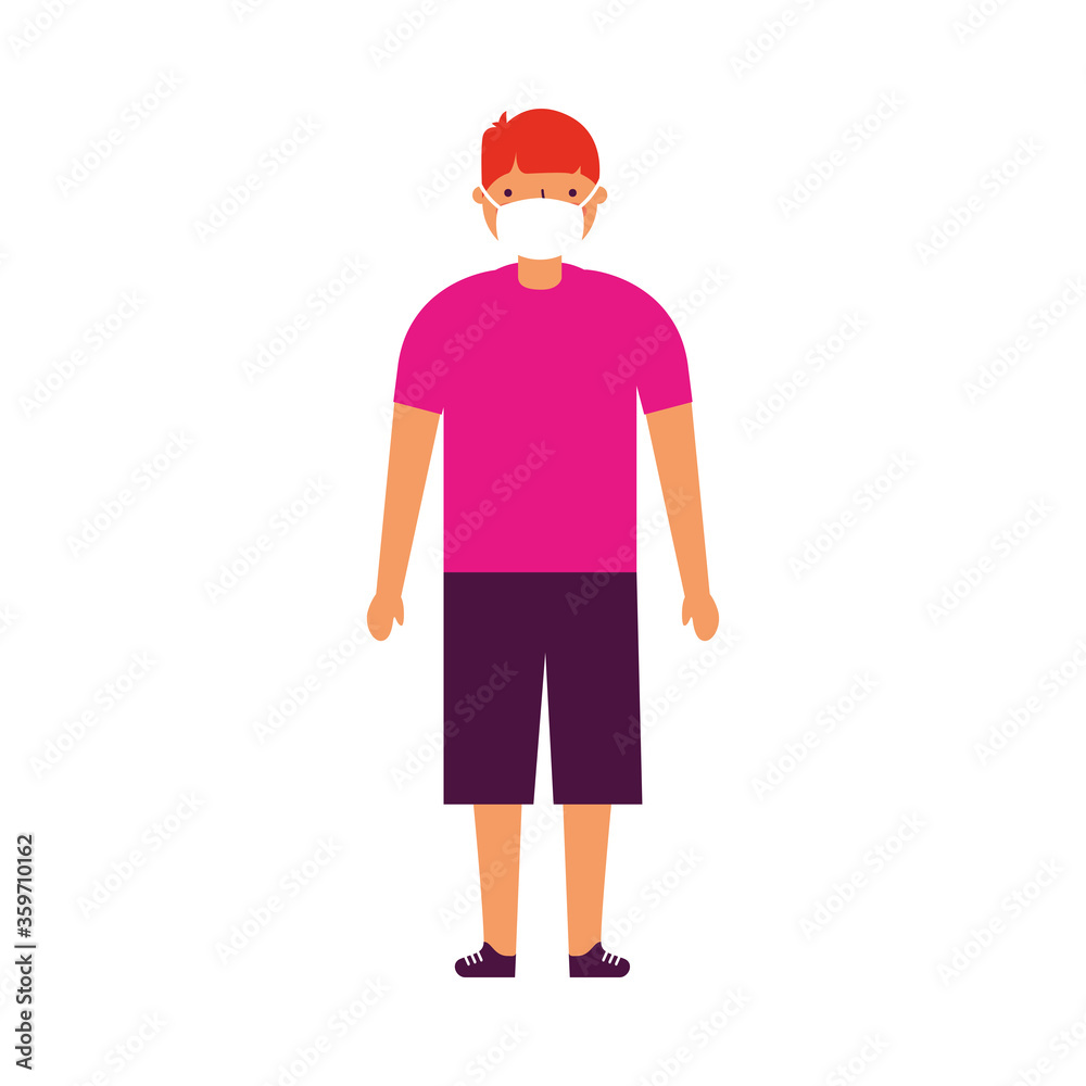 boy with medical mask vector design