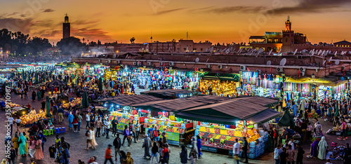 Jemaa el-Fnaa is a square and market place in Marrakesh's medina quarter (old city). It remains the main square of Marrakesh.	 photo