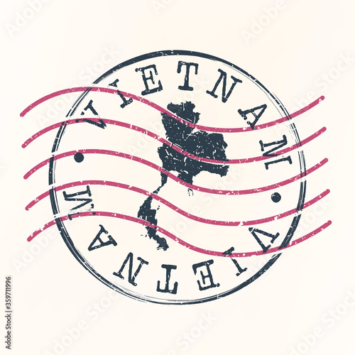 Vietnam Stamp Postal. Map Silhouette Seal. Passport Round Design. Vector Icon. Design Retro Travel.