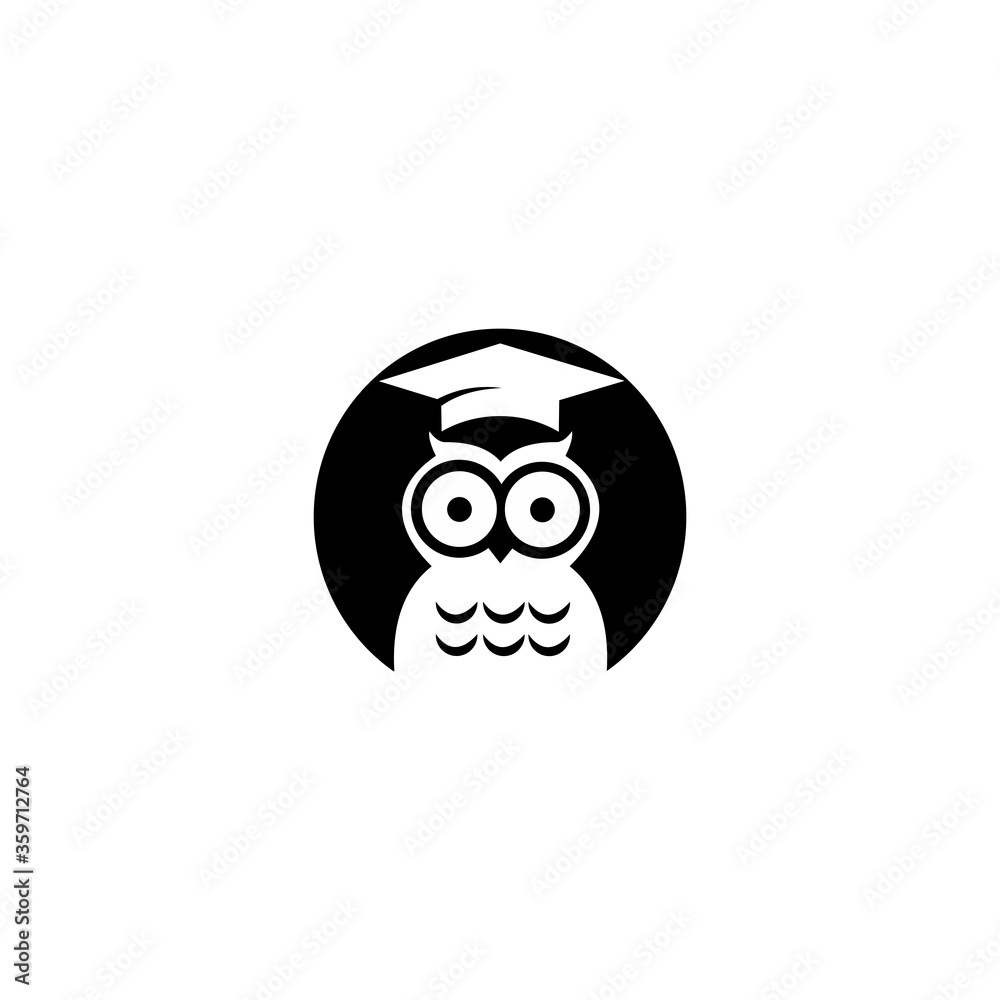 Owl Education Logo Design Illustration, Teacher image. Student illustration. Studying icon. Owl Education Logo Design Illustration, Teacher image. Student illustration. Studying icon.