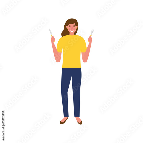 Isolated avatar woman with cutlery vector design