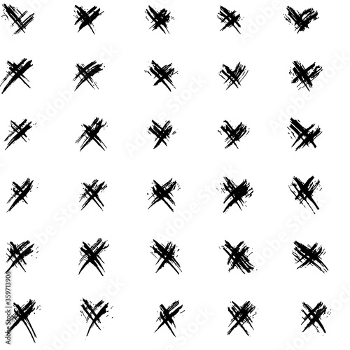 Abstract seamless pattern with crosses. Hand drawn textures made with ink. Spot  splash  scribble  stroke. Isolated.
