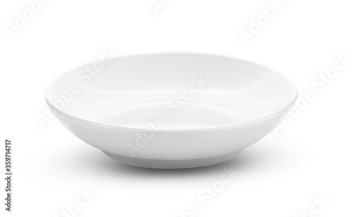 empty ceramic white bowl on white background