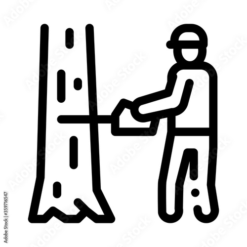 Εκτύπωση καμβά tree felling worker icon vector