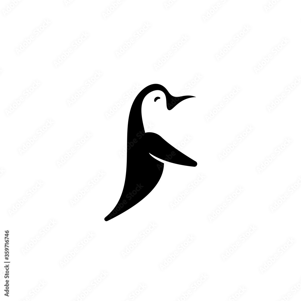Fototapeta premium Penguin animal logo vector, happy penguin cartoon art logo. Emblem design on white background