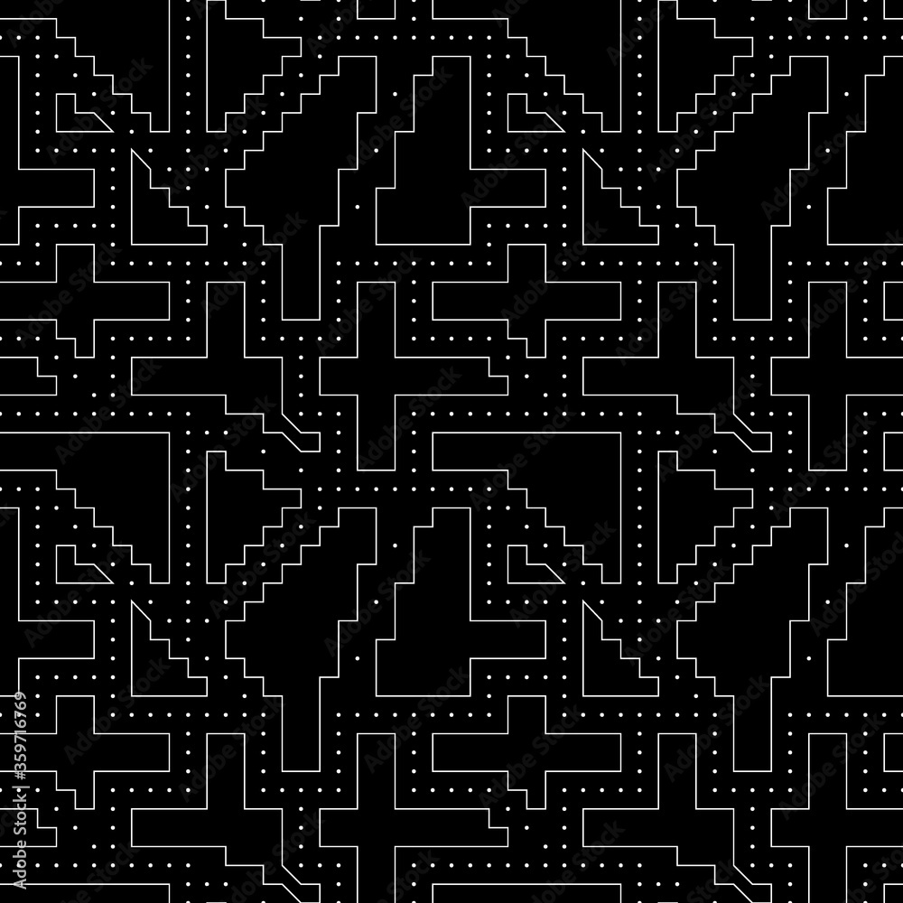 Seamless pattern. Figures, dots ornament. Folk wallpaper. Simple shapes, spots backdrop. Embroidery background. Tribal motif. Ethnic mosaic. Digital paper, textile print, web design, abstract vector Seamless pattern. Figures, dots ornament. Folk wallpaper. Simple shapes, spots backdrop. Embroidery background. Tribal motif. Ethnic mosaic. Digital paper, textile print, web design, abstract vector