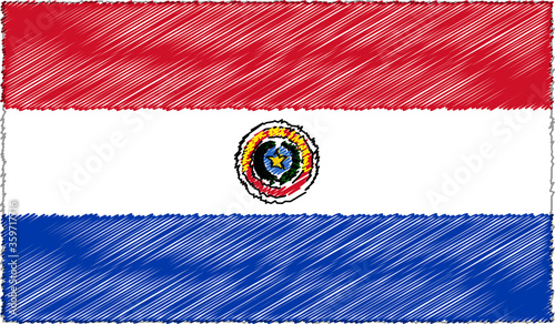 Vector Illustration of Sketch Style Paraguay Flag