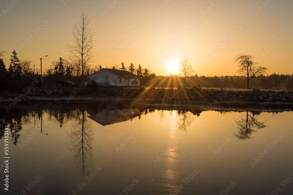 Fototapeta premium spring sunrise over Atlantic coastal residence