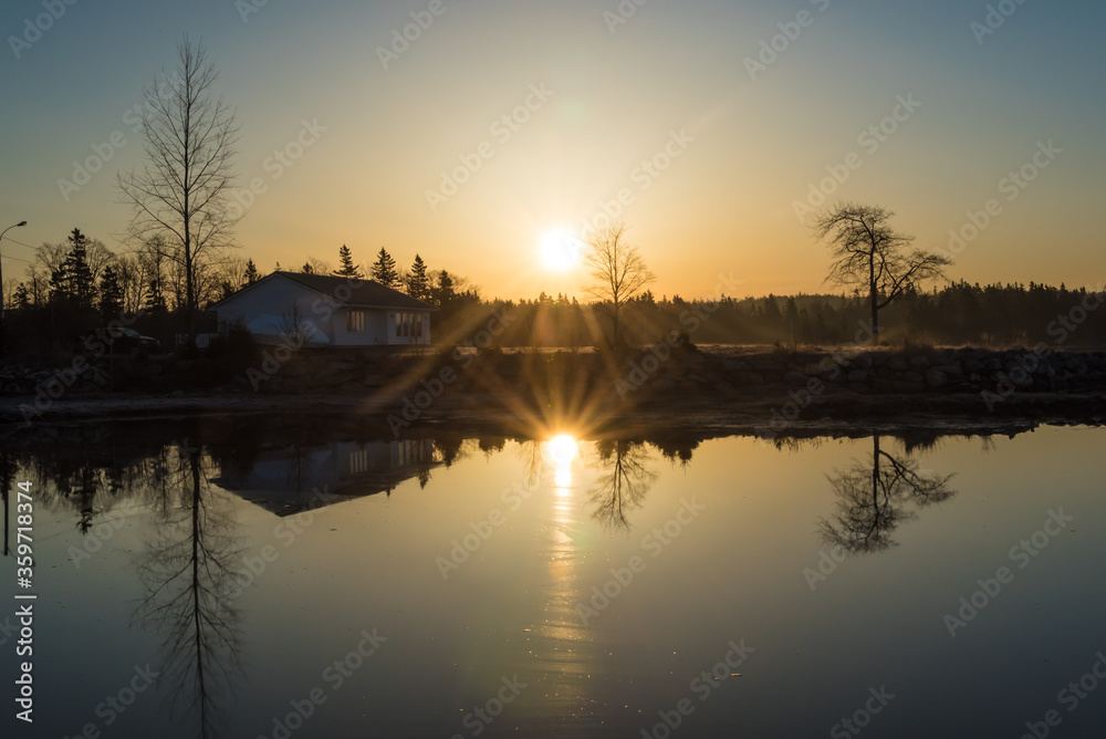 spring sunrise over Atlantic coastal residence