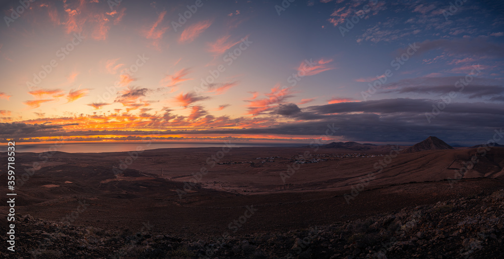 Red sunset on a mountain