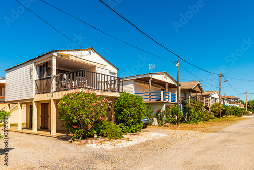 The famous chalets on Gruissan beach in Aude in Occitanie  France