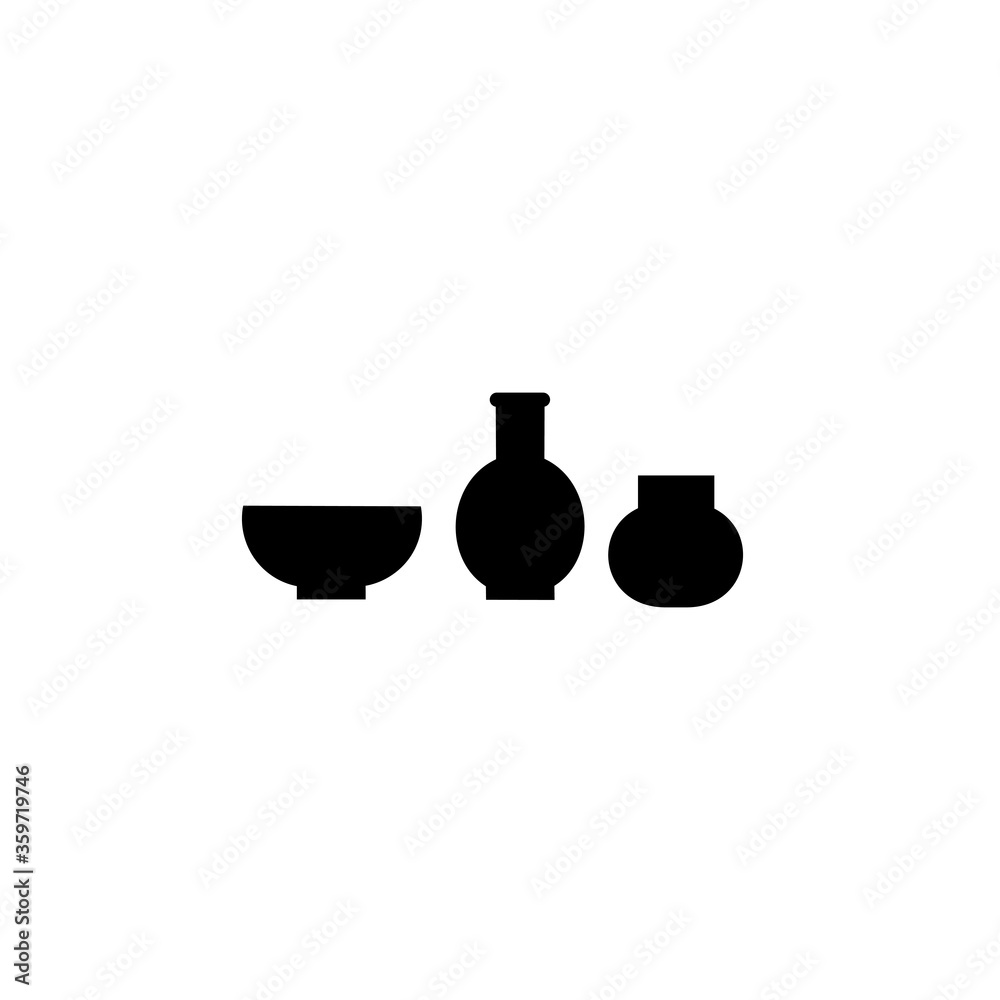 vase vector icon. Kitchen utensils, clay bowls and pots. Isolated on white background. vase vector icon. Kitchen utensils, clay bowls and pots. Isolated on white background.