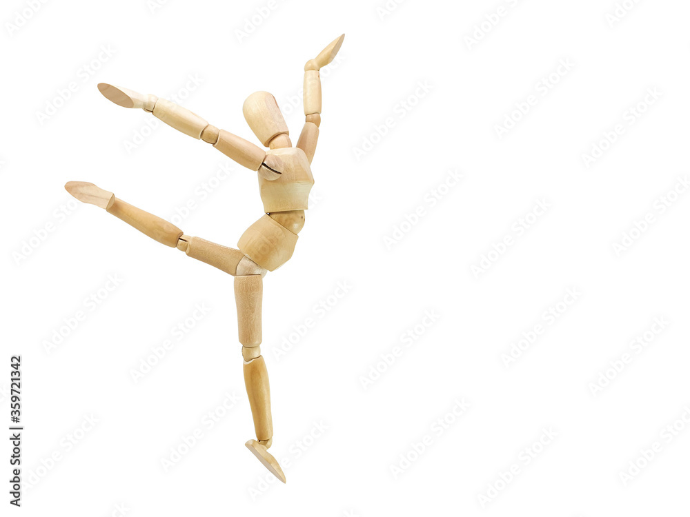 The wooden mannequin are doing ballet dancer on white blackground and clipping path. The wooden mannequin are doing ballet dancer on white blackground and clipping path.