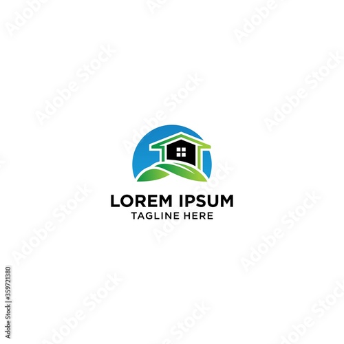 Leaf and Green House Logo Template