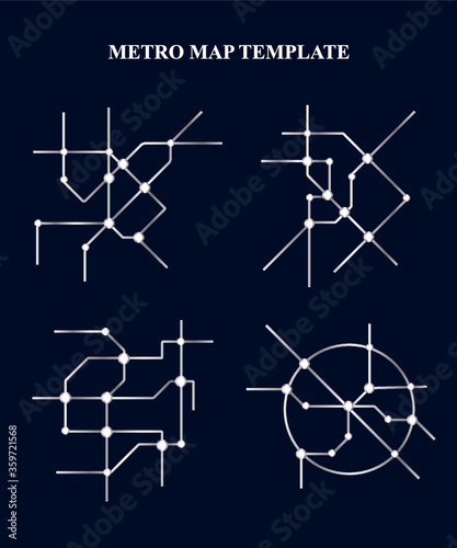 Metro /subway Map Template - silver color Graphic, Vector ,Abstract , background